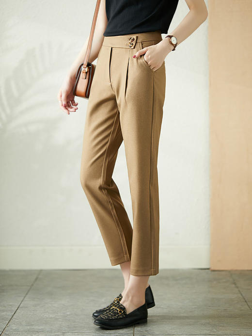 YX【现货7天】九分裤直筒休闲裤女2024新款夏季西装裤韩版宽松显瘦高腰裤子 商品图3