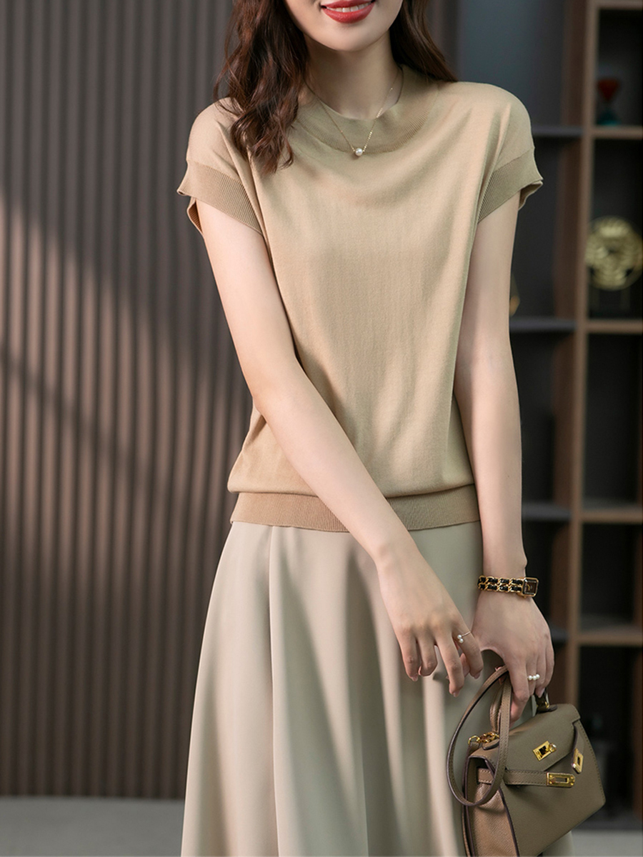 YX【定制12天】韩版体恤桑蚕丝针织衫