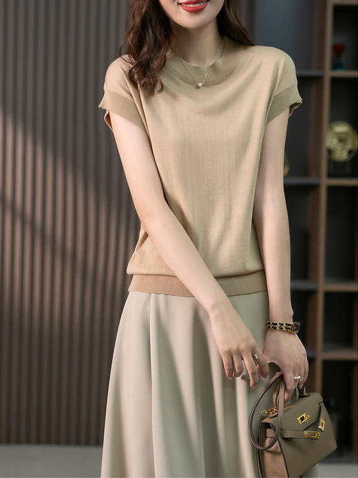 YX【定制12天】韩版体恤桑蚕丝针织衫 商品图0