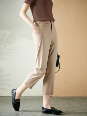 YX【现货7天】薄款高腰休闲裤 韩版直筒裤宽松显瘦九分裤子