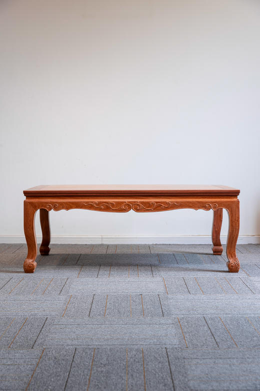 红桥红  家具严选  缅甸花梨（大果紫檀）【130 三弯腿卷草纹大茶几 】 商品图0