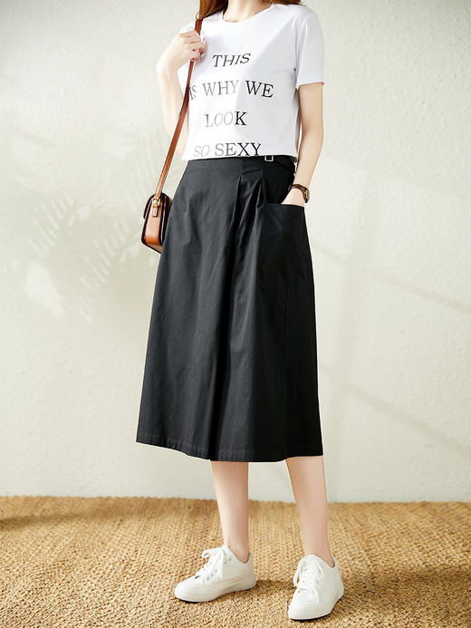 YX【现货7天】薄款高腰阔腿韩版宽松显瘦大摆裙阔腿裤 商品图2