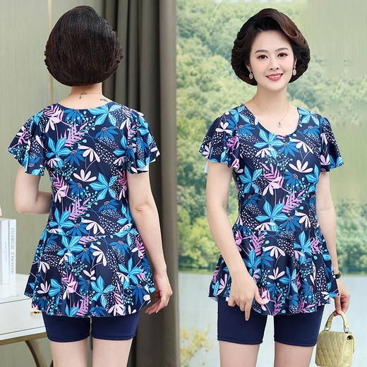 黛唯梵【妈妈泳衣新品上市，健康游泳一夏】兼具遮肉显瘦和保守特点，贴身分体设计，舒适自如，让您无负担尽情尽兴游泳。 商品图3