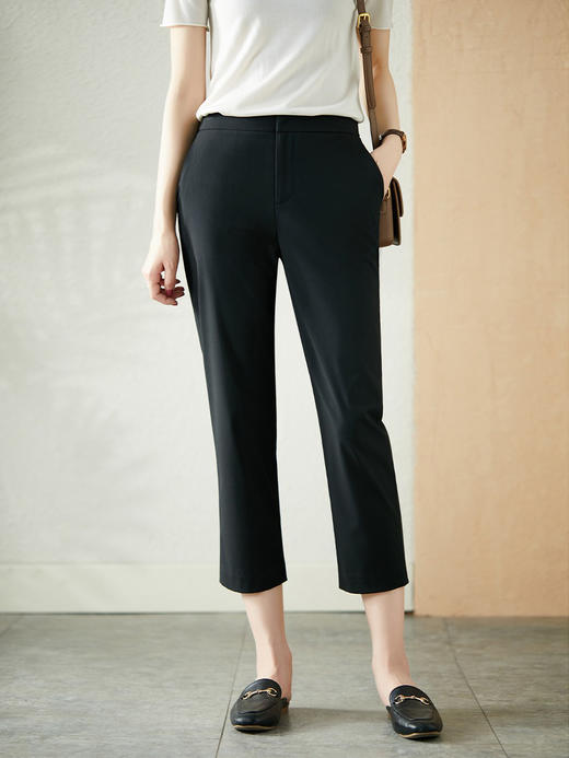 YX【现货7天】薄款高腰休闲裤 韩版直筒裤宽松显瘦九分裤子 商品图3