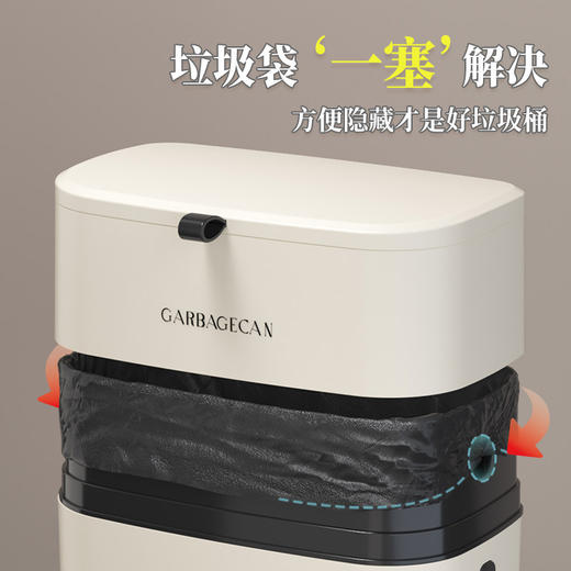 【厨房挂式垃圾桶】日系家用奶油白无痕贴垃圾篮 橱柜带盖家用壁挂网红清新桶 商品图3