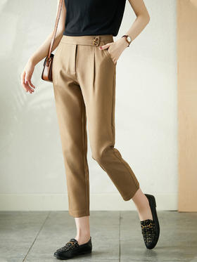 YX【现货7天】九分裤直筒休闲裤女2024新款夏季西装裤韩版宽松显瘦高腰裤子