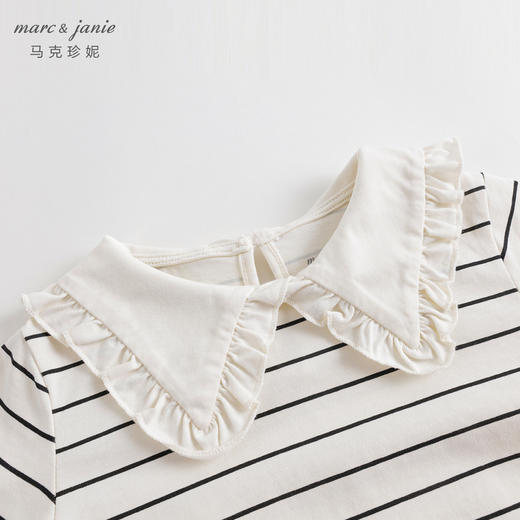 马克珍妮秋装新款 女童大翻领条纹长袖T恤儿童打底衫231331 商品图4