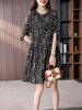 YX【定制15天】法式灯笼袖真丝连衣裙女夏2024新款时尚印花桑蚕丝a字小黑裙 商品缩略图0