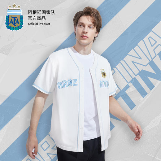 【三星冠军款】阿根廷国家队官方商品丨经典蓝白短袖棒球开衫 商品图2