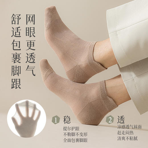 【6双装 200针纯棉男袜】夏日炎炎，透气网眼设计，清凉舒适，白色简约不掉跟，中短筒百搭经典。选择纯棉，体贴呵护你的双脚，让你在炎炎夏日也能保持活力！ 商品图3