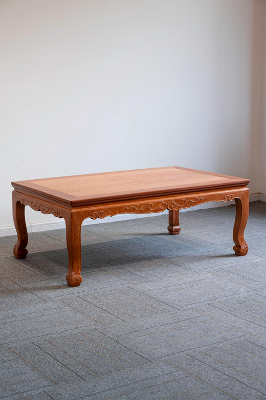 红桥红  家具严选  缅甸花梨（大果紫檀）【130 三弯腿卷草纹大茶几 】 商品图1