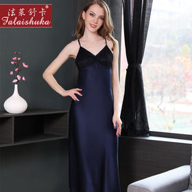 SK-D2121     19姆米重磅真丝睡衣女夏性感吊带睡裙桑蚕丝蕾丝长裙可外穿D2121