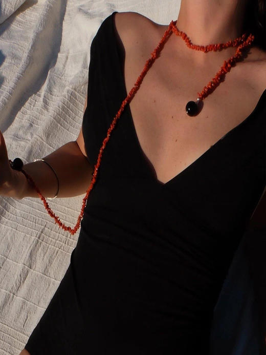 LDMO｜LACCIO CORALLO ROSSO Necklace 仿珊瑚黑玛瑙长项链 商品图0