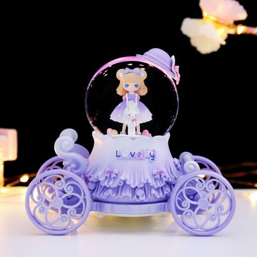 8-12岁女孩水晶球音乐盒公主马车旋转八音盒女生儿童生日毕业礼物 商品图2