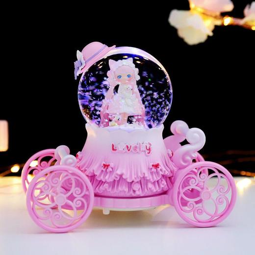8-12岁女孩水晶球音乐盒公主马车旋转八音盒女生儿童生日毕业礼物 商品图1