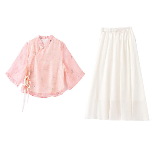 气质清新，改良旗袍夏季新中式套装女气质复古风上衣半身裙两件套连衣裙HR-BBL2323 商品图8