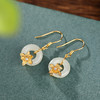 S925纯银镀金和田玉吉祥平安扣，兰花耳坠文艺时尚女耳饰CW-EG01765 商品缩略图5