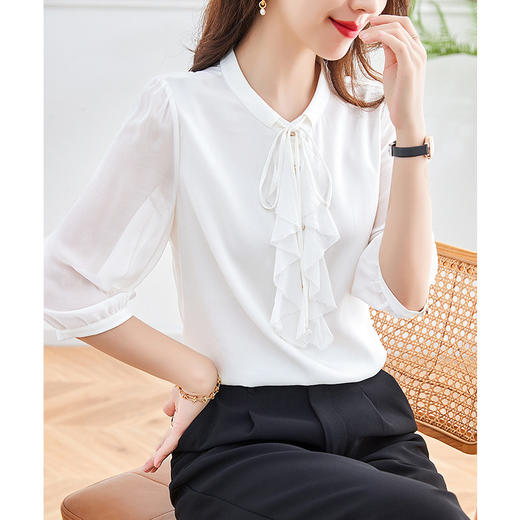 SM 12395186纯色品质真丝桑蚕丝休闲衬衫 商品图0