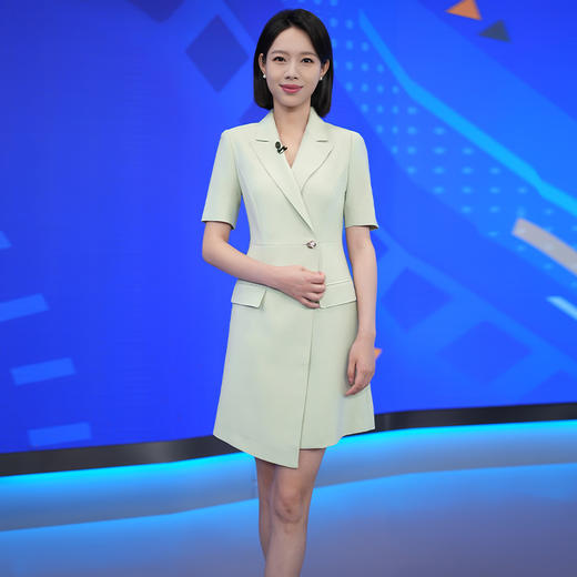 IWY/绿色艺考生礼服女不规则职业装西装连衣裙高级感主持Q899 商品图1