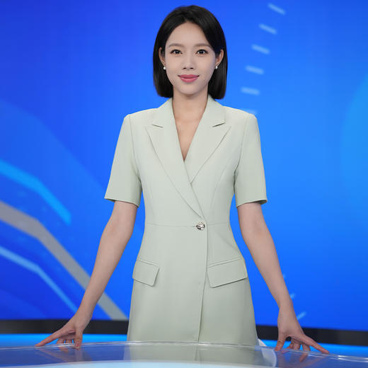 IWY/绿色艺考生礼服女不规则职业装西装连衣裙高级感主持Q899 商品图2