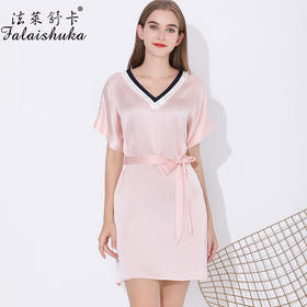 SK-S5686真丝睡衣女夏短袖纯色休闲薄款桑蚕丝绸ins风睡裙可外穿S5686