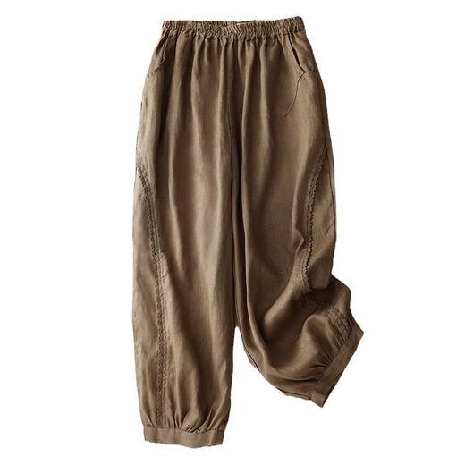 SMZ8488 大码妈妈夏天裤子薄款休闲裤女夏季2023新款棉麻九分灯笼哈伦裤女 商品图4