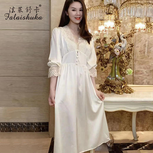 SK-S5696    19姆米新款重磅桑蚕丝睡裙女长款性感红色家居服夏长裙睡衣S5696 商品图2