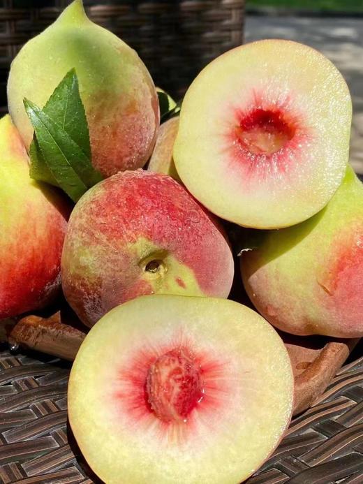 周五配送！云南红河产区，鹰嘴桃甜蜜如它，桃味浓浓，每年我们都差这么一口，才叫做有桃子的夏天😘，外型如老鹰头，心红红的，属于硬桃，别看它青，口感倍甜！特级果，3斤/份 商品图1