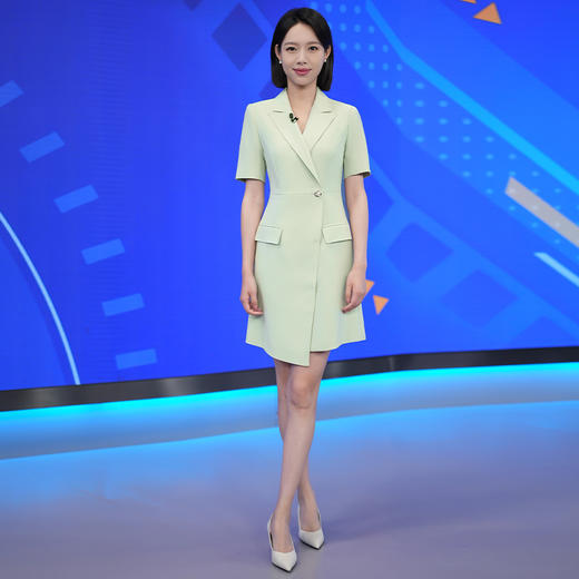 IWY/绿色艺考生礼服女不规则职业装西装连衣裙高级感主持Q899 商品图3