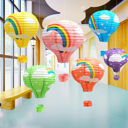 商场店铺幼儿园学校创意空中吊饰走廊环境装饰立体云朵热气球挂饰 商品图9