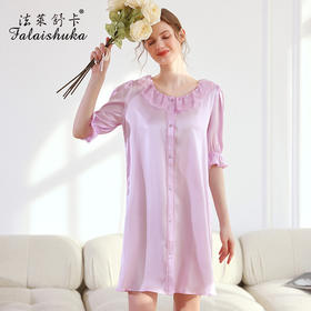SK-S5809真丝睡裙女夏秋季桑蚕丝丝绸中袖宽松新款睡裙S5809