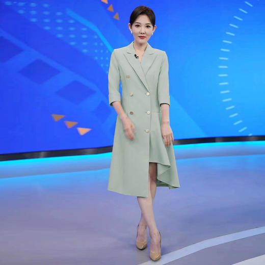 IWY/绿色主持人正装女小众不规则西装连衣裙气质播音艺考Q862-G 商品图2