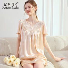SK-S5807真丝睡裙女夏秋季桑蚕丝丝绸短袖宽松新款睡裙S5807