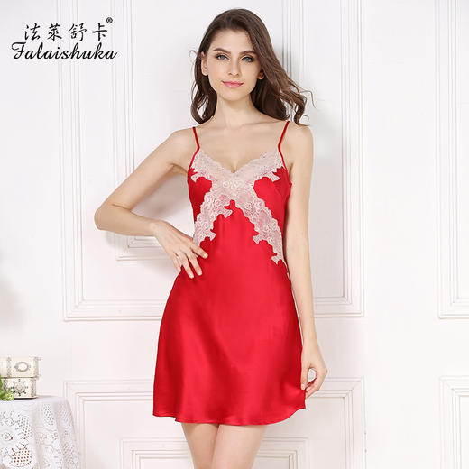 SK-S5503-1单吊带直播真丝吊带睡裙女夏性感睡衣女诱惑蕾丝绸家居服 S5503单独吊带 商品图0