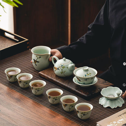 成艺汝窑茶具套装家用陶瓷功夫茶具泡茶壶茶杯中式高端礼盒装 商品图1