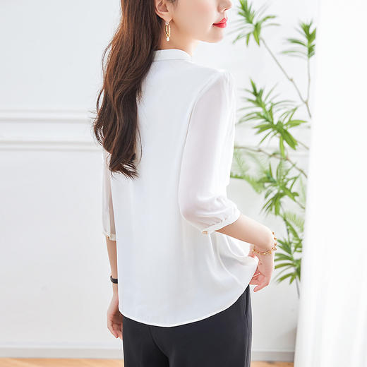 SM 12395186纯色品质真丝桑蚕丝休闲衬衫 商品图4