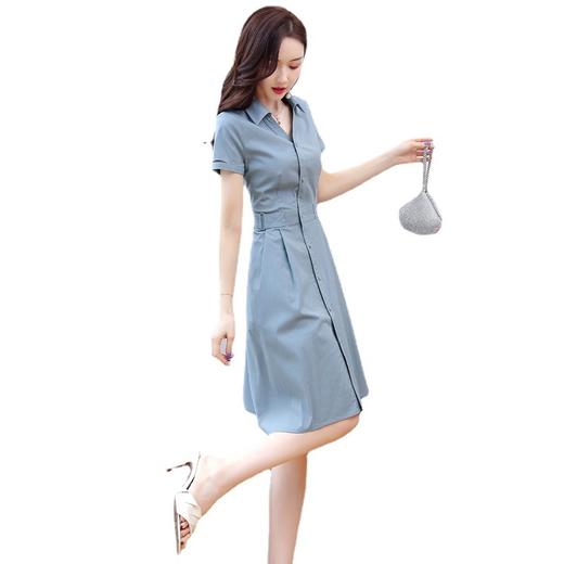 HRZHANG20202连衣裙女夏季2023年新款修身显瘦气质小个子法式夏天衬衫短袖裙子 商品图4