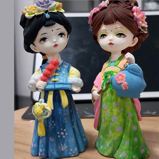 中国风汉服女孩石膏娃娃涂色模型填色涂鸦摆件桌面摆设新年礼品 商品图3