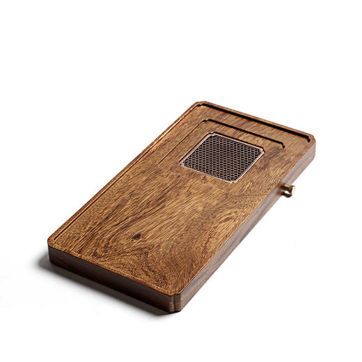 锦绣-简约家用实木南美胡桃木制功夫茶具排储水式迷你干湿两用茶盘(38*20*3cm) 商品图0