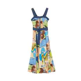 【天丝系列】谜底印花吊带连衣裙2022秋新款气质长裙223ML1214