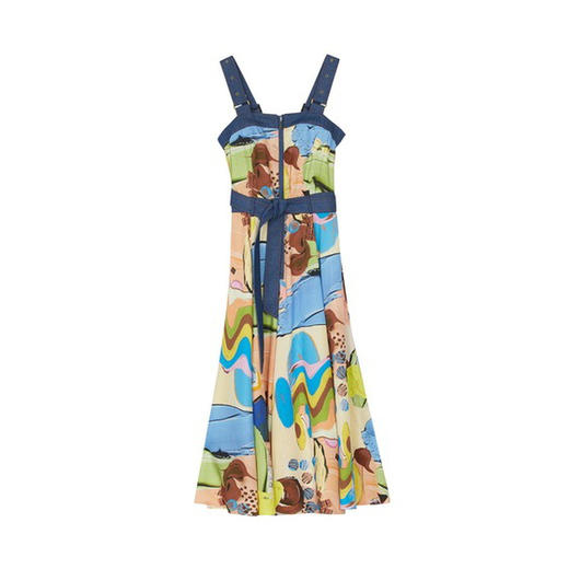 【天丝系列】谜底印花吊带连衣裙2022秋新款气质长裙223ML1214 商品图0