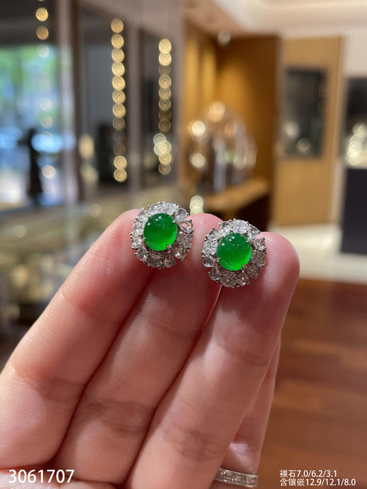 3061707，老坑高冰艳绿蛋面耳钉。具体价格微信咨询 商品图6