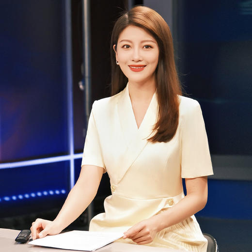 IWY/高级绸缎领连衣裙女法式轻奢百褶西装裙礼服黄色播音主持232009Q1 商品图2