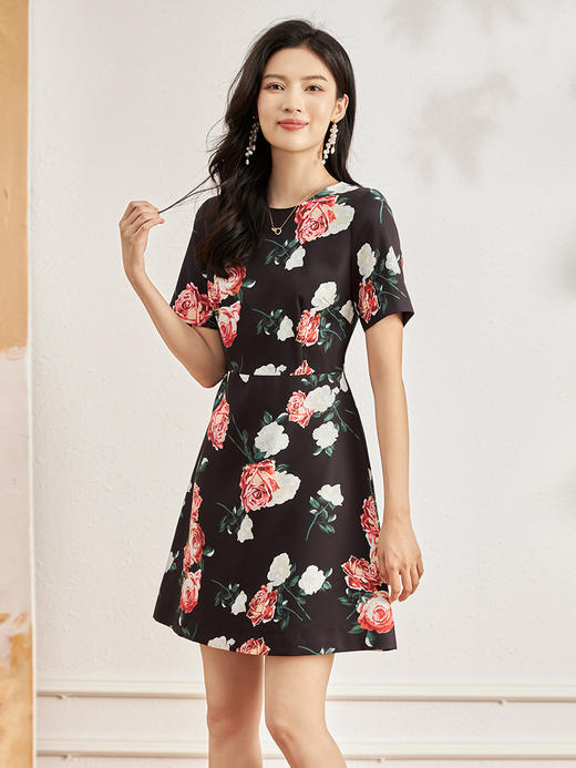 复古法式，花朵气质收腰显瘦a字摆连衣裙WLZD-2314306 商品图2