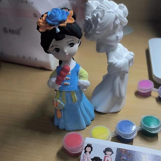 中国风汉服女孩石膏娃娃涂色模型填色涂鸦摆件桌面摆设新年礼品 商品图7