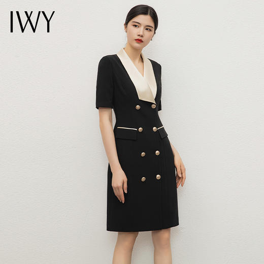 IWY/职业西装连衣裙女气质经理工作服黑白拼接裙子珠宝美容院正装Q13207 商品图2