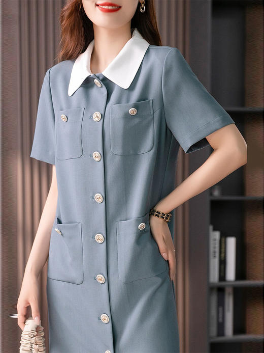 YX【定制25天】设计感小香风直筒连衣裙女2024夏季新款法式小个子显瘦中长裙 商品图2