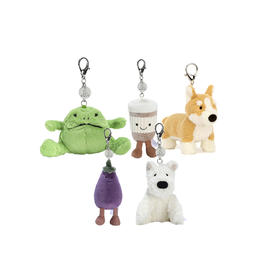 Jellycat 趣味咖啡随行杯/门罗苏格兰梗/里奇雨蛙/ 活泼茄子/贝蒂柯基犬包包挂饰/巴塞罗熊手袋挂饰/奥托腊肠犬包包挂饰