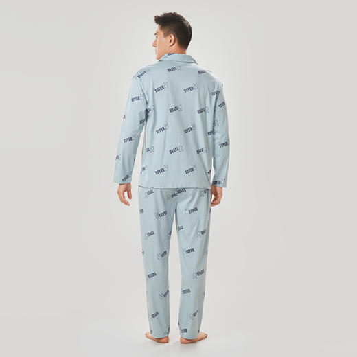 都市丽人都市锋尚生活家居男士睡衣26支CVC单面棉质薄款长袖长裤类家居服套装FH31H5 商品图3