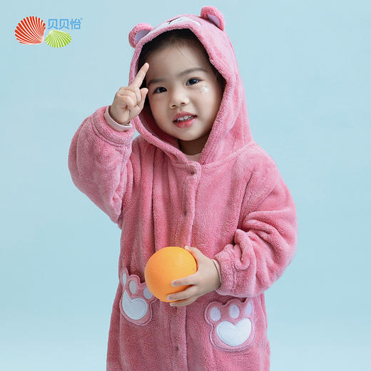 贝贝怡婴儿连体衣秋冬加绒保暖女宝宝哈衣爬服连帽衣服外穿冬装 商品图2